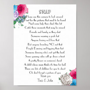 Affiches Jeu de photo de mariage à motif de rose magnifique