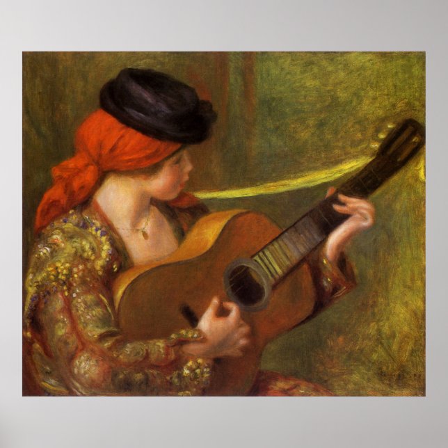 Affiches Jeune Espagnole avec guitare par Pierre Renoir (Devant)