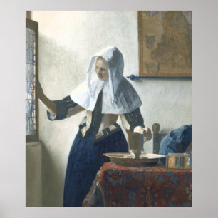 Affiches Jeune femme avec un lanceur d'eau par Vermeer