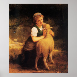 Affiches Jeune fille avec l'agneau