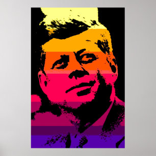 Affiches JFK John F. Kennedy Red Yellow Violet Pop Art