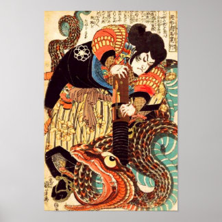 Affiches Jiraiya et serpent Kuniyoshi Art japonais