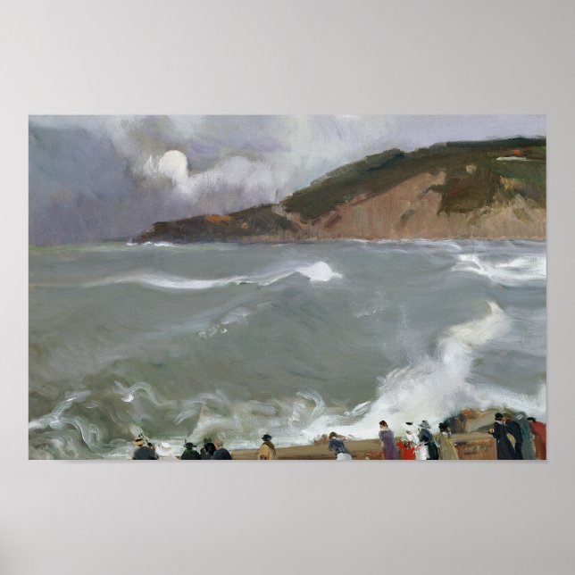 Affiches Joaquin Sorolla - Breakwater, San Sebastian (Devant)