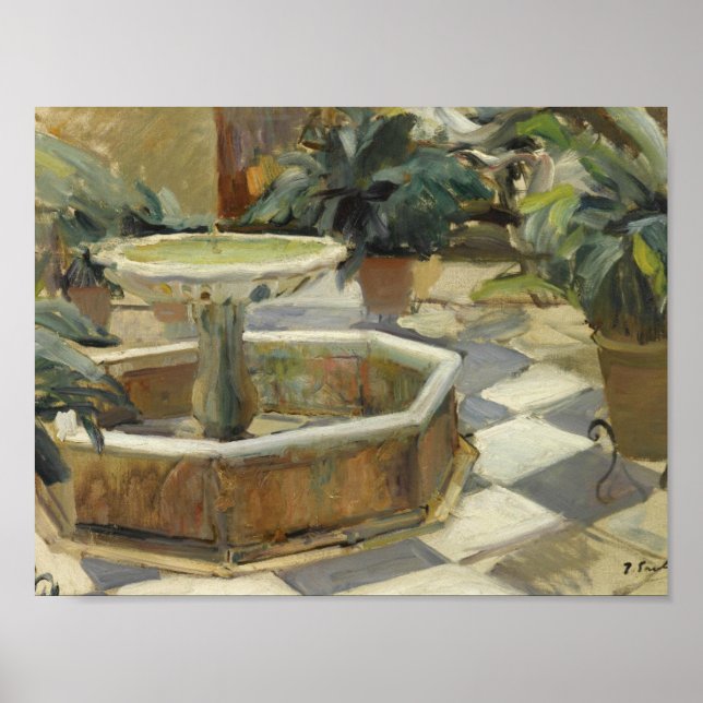 Affiches Joaquin Sorolla - Fontaine dans une cour (Devant)