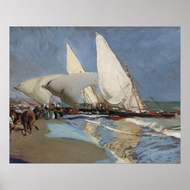 Affiches Joaquin Sorolla - La plage de Valence (Devant)