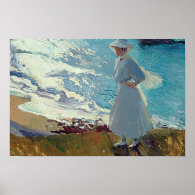 Affiches Joaquin Sorolla - Maria sur la plage à Biarritz (Devant)