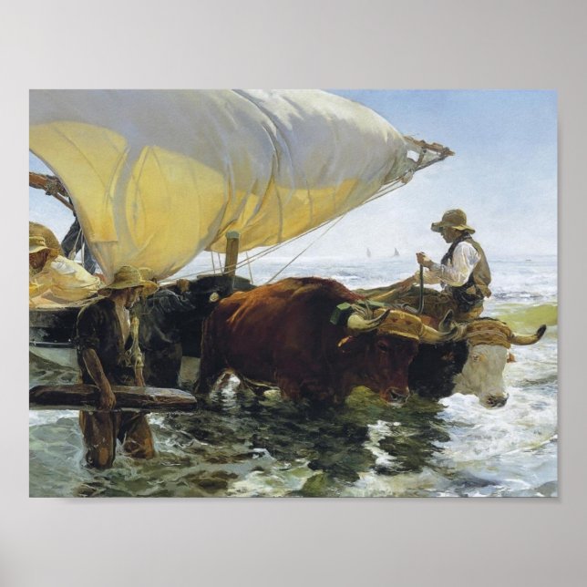 Affiches Joaquín Sorolla - Retour de la pêche (Devant)