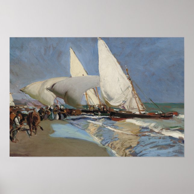 Affiches Joaquin Sorolla - The Beach at Valencia (Devant)