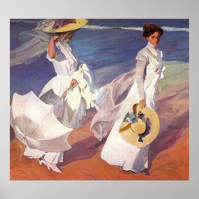 Affiches Joaquín Sorolla y Bastida Marcher Sur La Plage (Devant)