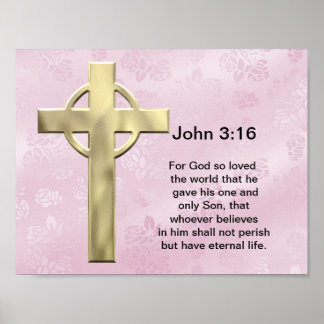 Affiches John 3:16 (rose)