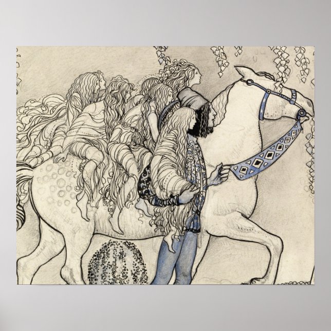 Affiches John Bauer - Le Cheval qu'il a conduit au Bit (Devant)