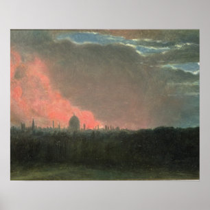 Affiches John Constable Incendie à Londres vu de Hampstea