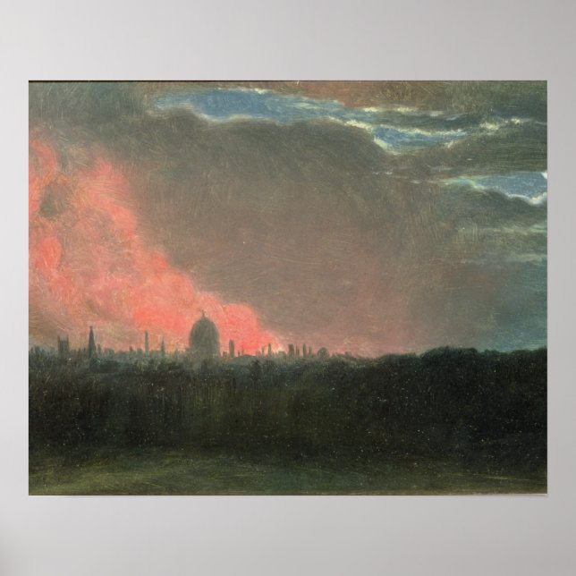Affiches John Constable | Incendie à Londres vu de Hampstea (Devant)