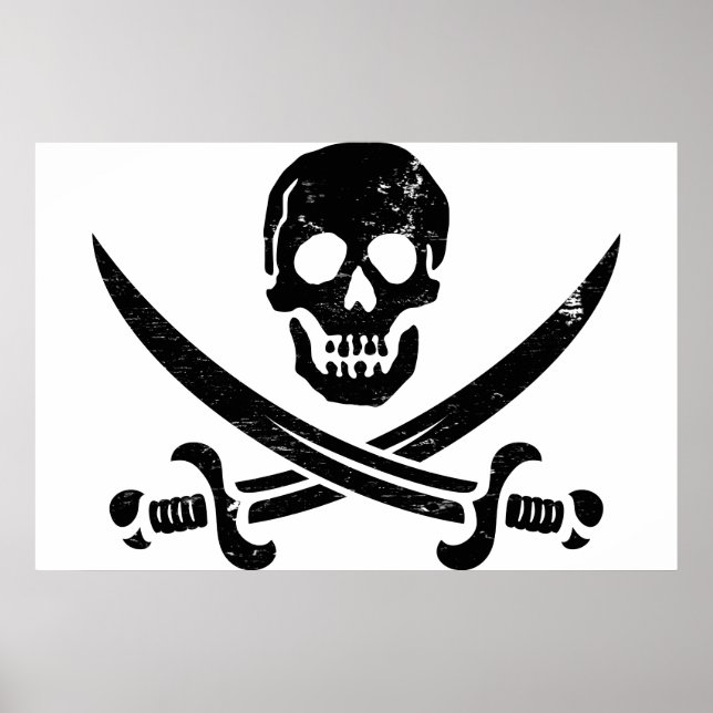 Affiches John Rackham (Calico Jack) Pirate Flag Jolly Roger (Devant)