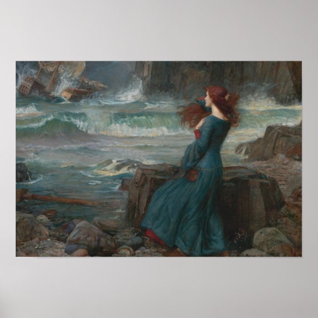 Affiches John William Waterhouse - Miranda - La tempête (Devant)