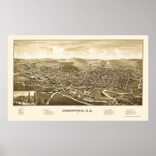 Affiches Johnstown, carte panoramique de NY - 1888