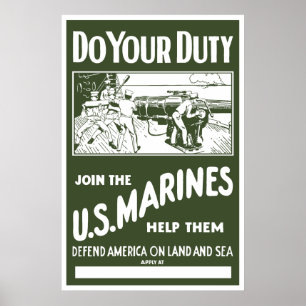 Affiches Joignez les marines des USA -- 2ÈME GUERRE