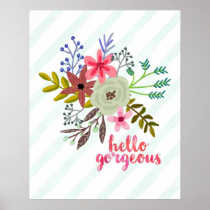 Affiches Joli Bouquet Floral Bonjour magnifique