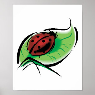 Affiches joli coccinelle sur la feuille