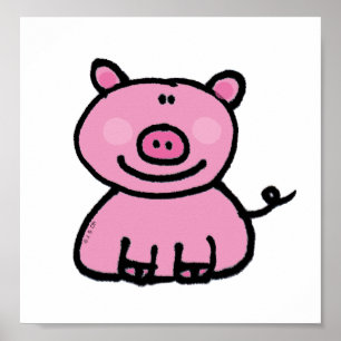 Affiches Joli Cochon Rose Dessin Animé