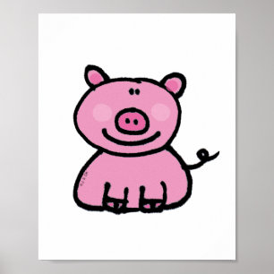 Affiches Joli Cochon Rose Dessin Animé