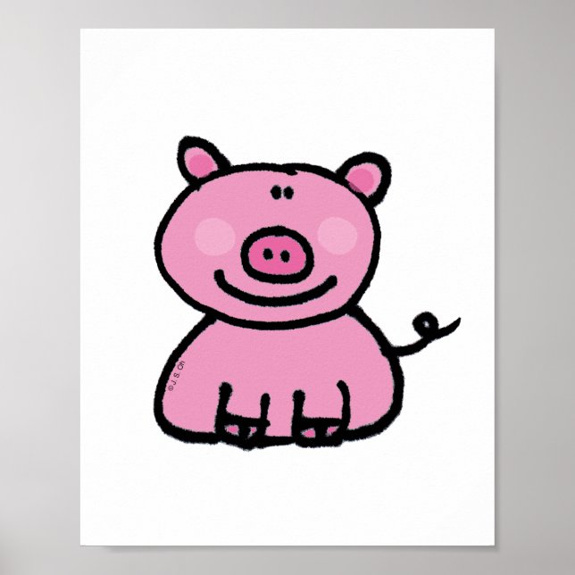 Affiches Joli Cochon Rose Dessin Animé (Devant)