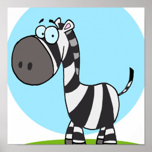 Affiches joli dessin animé zebra