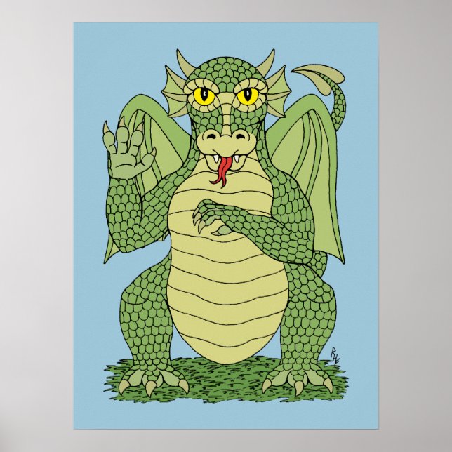 Affiches Joli Dragon Vert (Devant)