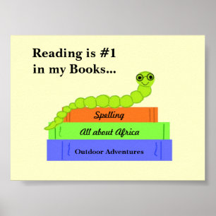 Affiches Joli Ver de Livre avec Message de Lecture