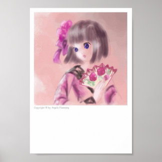 Affiches Jolie fille japonaise avec un ventilateur
