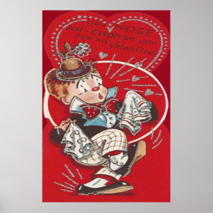Affiches Jolie fleur de clown éternuement coeur Saint-Valen