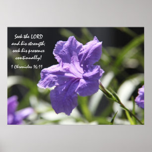 Affiches Jolie floraison violette avec vers biblique sur la
