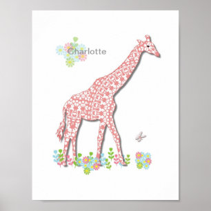 Affiches Jolie girafe fantaisie enfants image personnalisée