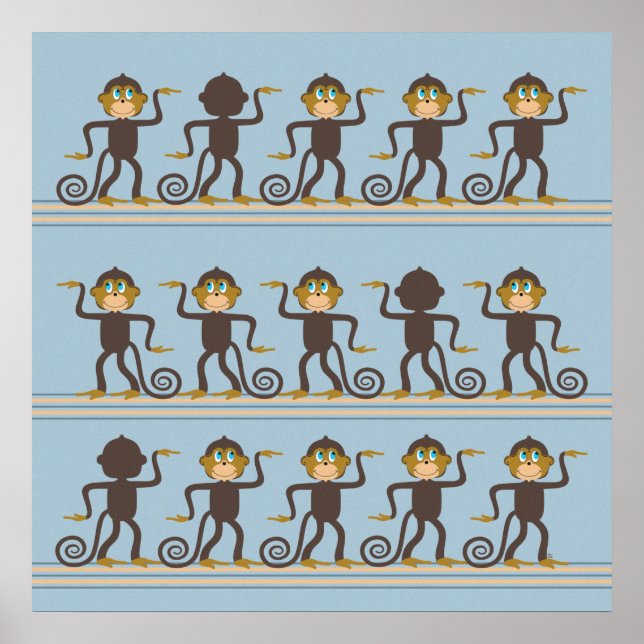 Affiches Jolie motif de safari dansante, chambre de garçon (Devant)