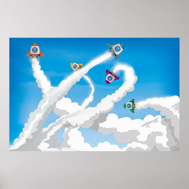 Affiches Jolie Rockets De Jouet Cartoon ! (Devant)