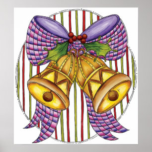 Affiches Jolies cloches de jingle de Noël avec ruban et bow