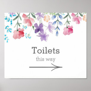 Affiches Jolies Fleurs Sauvages   Panneau de Toilettes de M