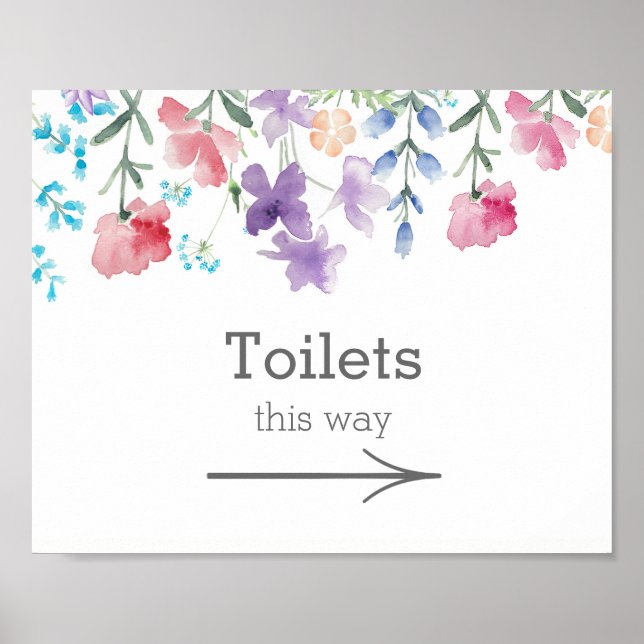 Affiches Jolies Fleurs Sauvages | Panneau Toilettes Mariage (Devant)