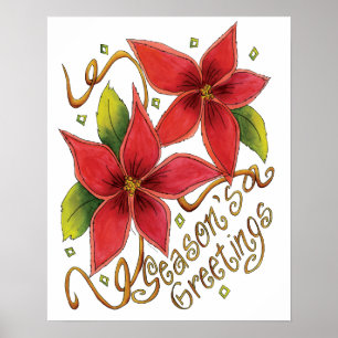 Affiches Jolies salutations de la saison de Noël avec des p