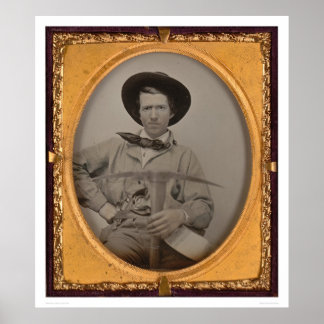 Affiches Joseph Sharp, avec une pioche, une poêle et un fus