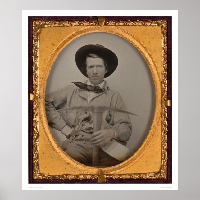 Affiches Joseph Sharp, avec une pioche, une poêle et un fus (Devant)