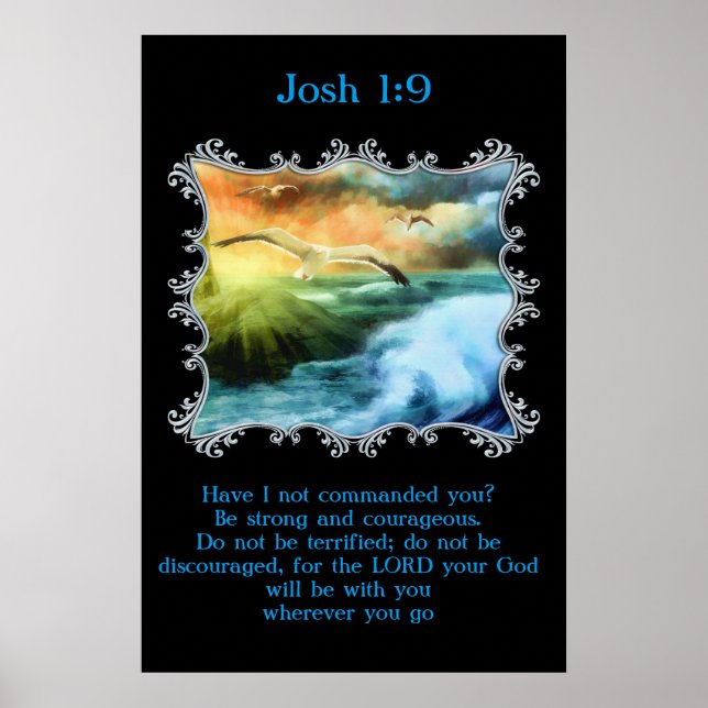 Affiches Josh 1:9 Avec des mouettes volant au-dessus de la  (Devant)