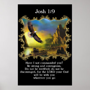 Affiches Josh 1:9 Avec un aigle survolant le paysage.