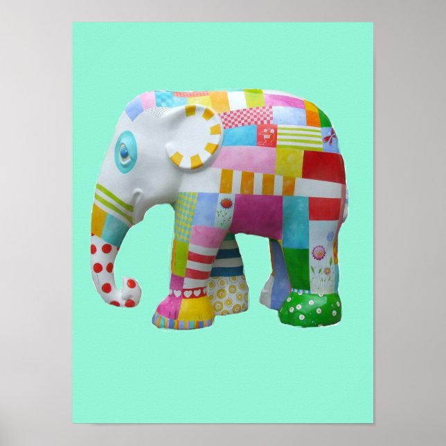 Affiches Jouet mignon patchwork éléphant jouet lunatique ré (Devant)