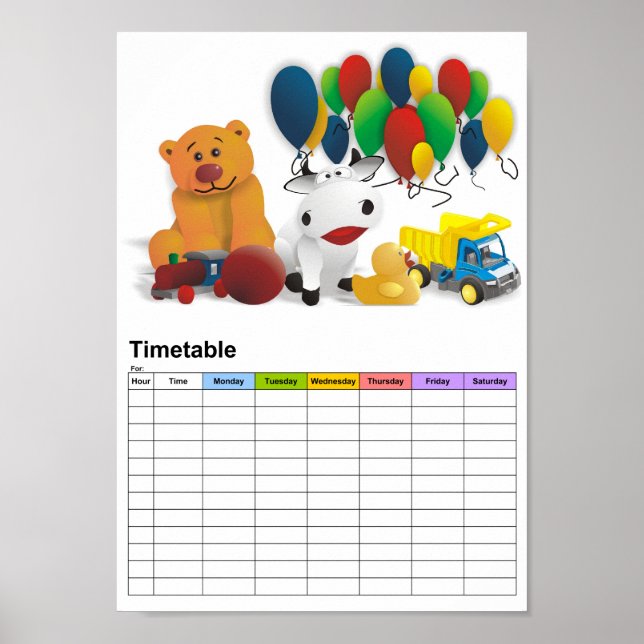 Affiches Jouet pour enfants / Timetable (Devant)