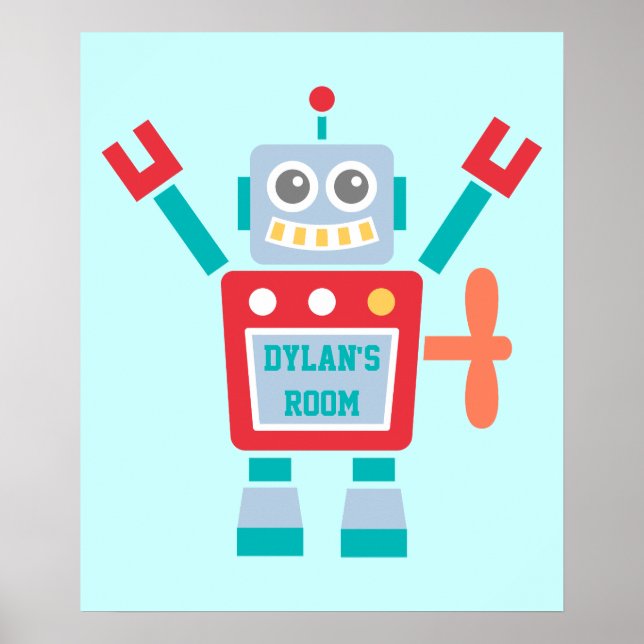 Affiches Jouet Robot Coloré vintage Pour Salle Enfants (Devant)