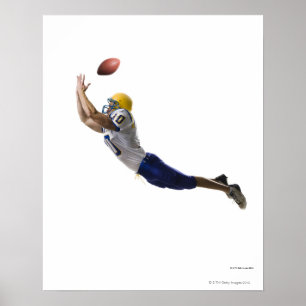 Affiches joueur de football attrapant un passage