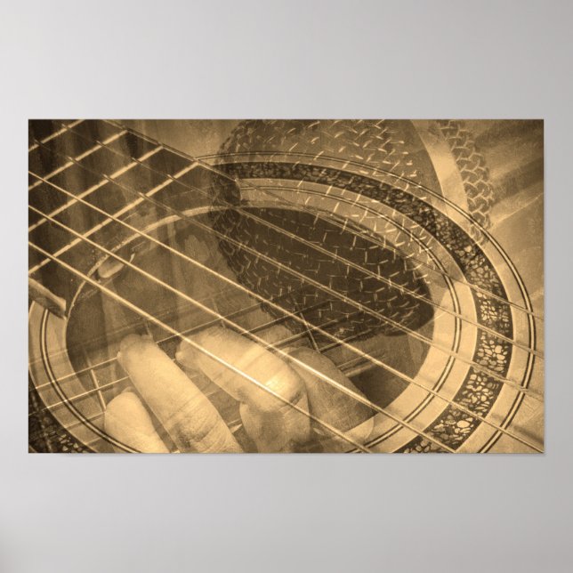 Affiches Joueur de guitare chanteur interprète collage (Devant)
