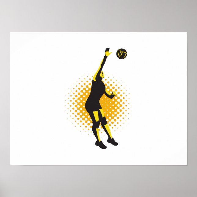 Affiches Joueur de volley-ball Spike Ball Retro (Devant)