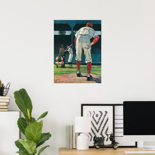 Affiches Joueurs de baseball vintage sur le monticule